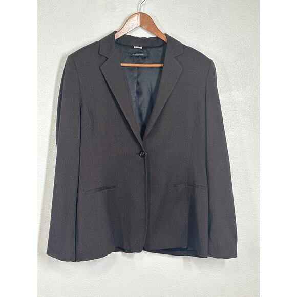 Elie Tahari Women’s One Button Blazer L Dark Brown Classic Dark Academia Preppy - Picture 1 of 16